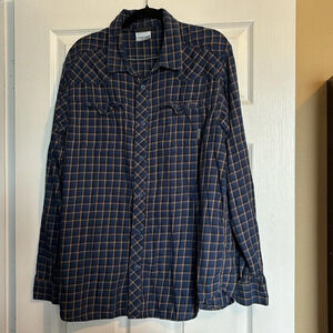 Columbia men’s blue long sleeve plaid button down shirt size large